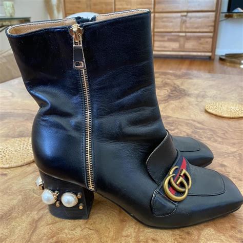 gucci ankle boots with pearls.